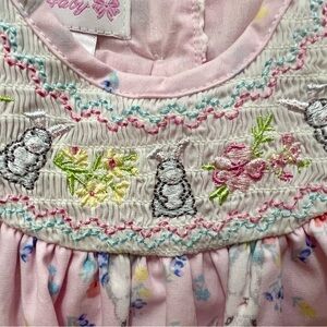 New 12 month Smocked Easter 2 pc. Dress & Bloomers Bonnie Baby
